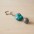 Keychain in sterling silver with gemstones