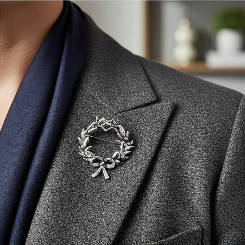 Kotinos Olive leaf Wreath brooch in Sterling Silver (K-21)