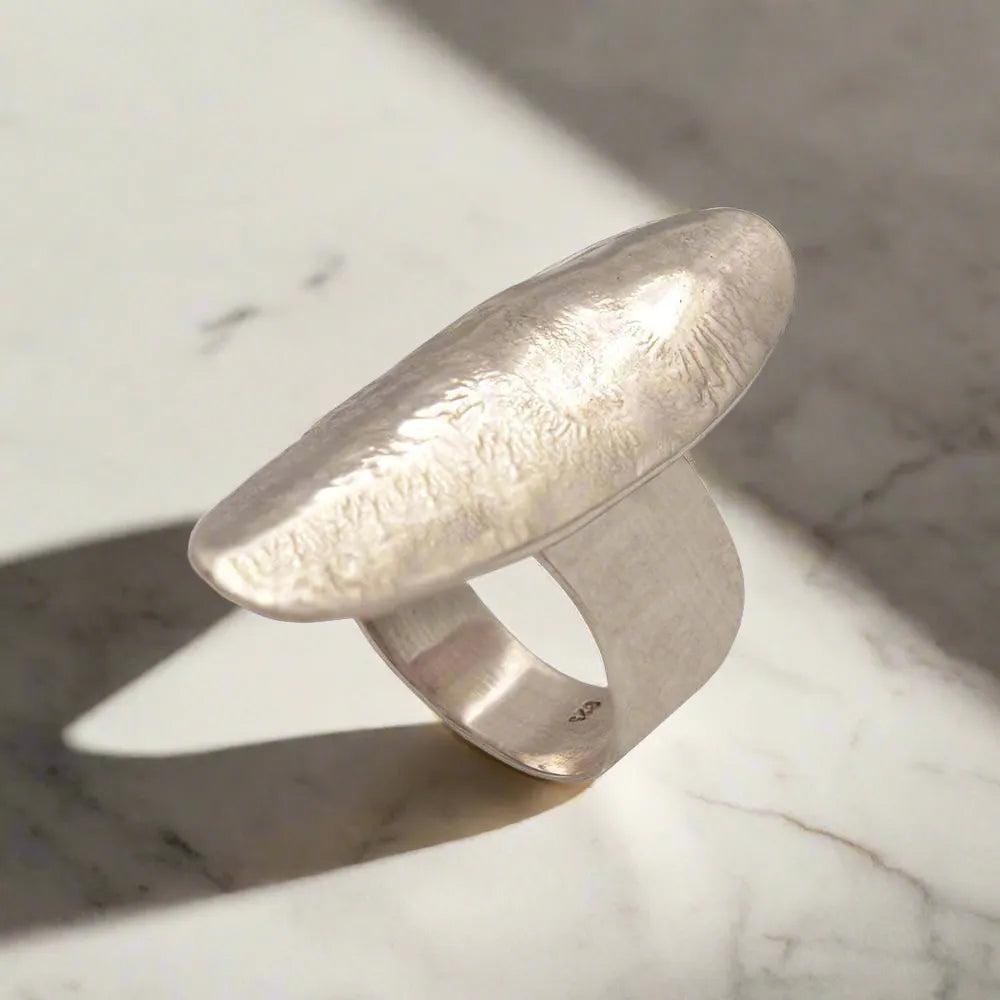Long Narrow Lava Texture Ring in Sterling Silver (DM-52)
