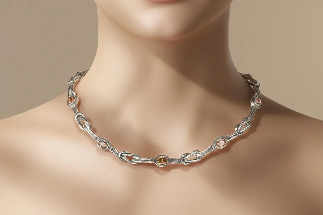 Love Knot Necklace in Sterling Silver with zircon (PE-16)