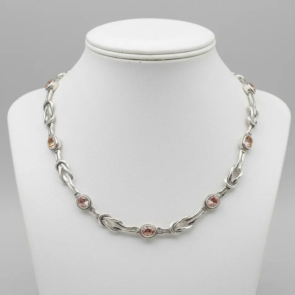 Love Knot Necklace in Sterling Silver with zircon (PE-16)