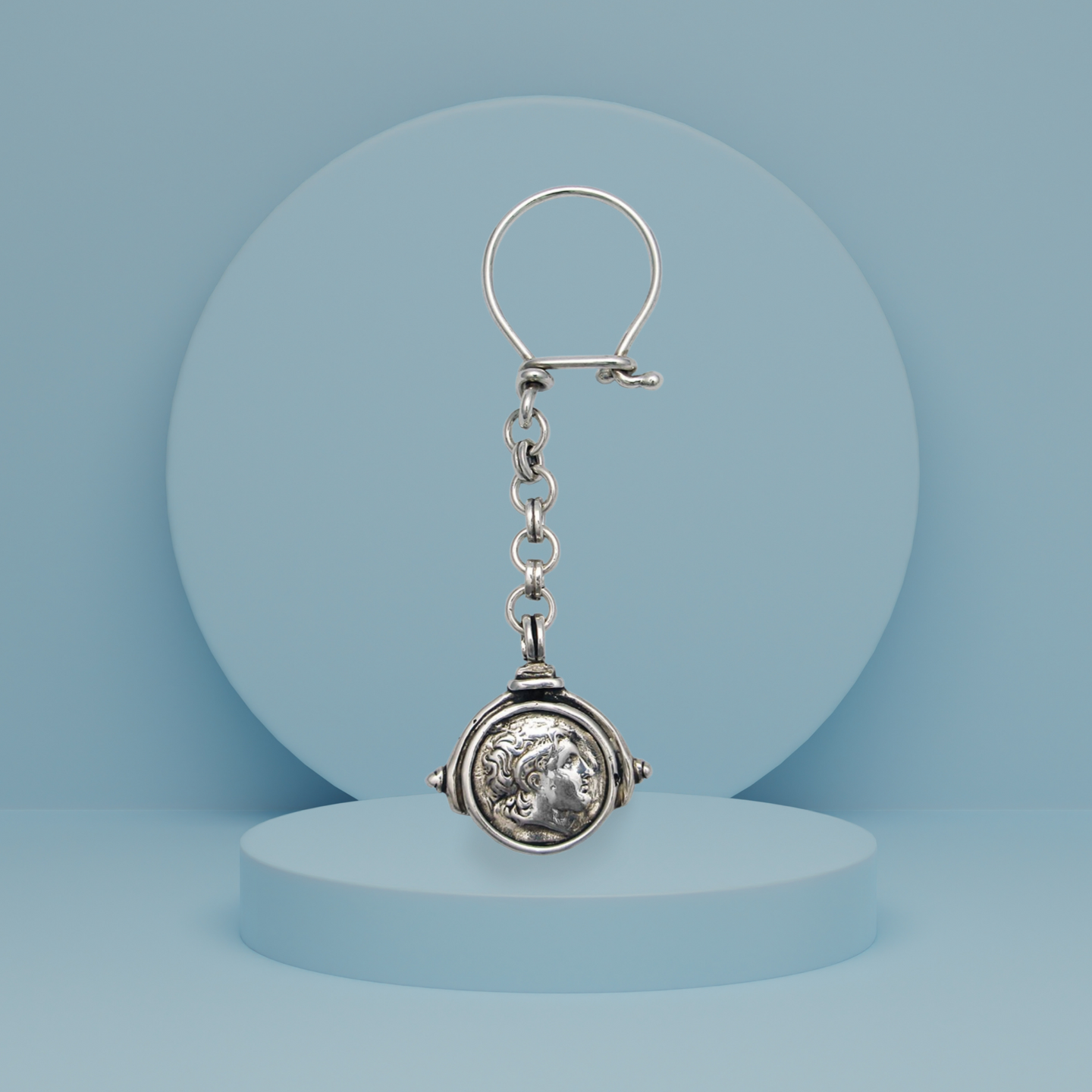 Alexander the Great Key ring in sterling silver (MP-04)