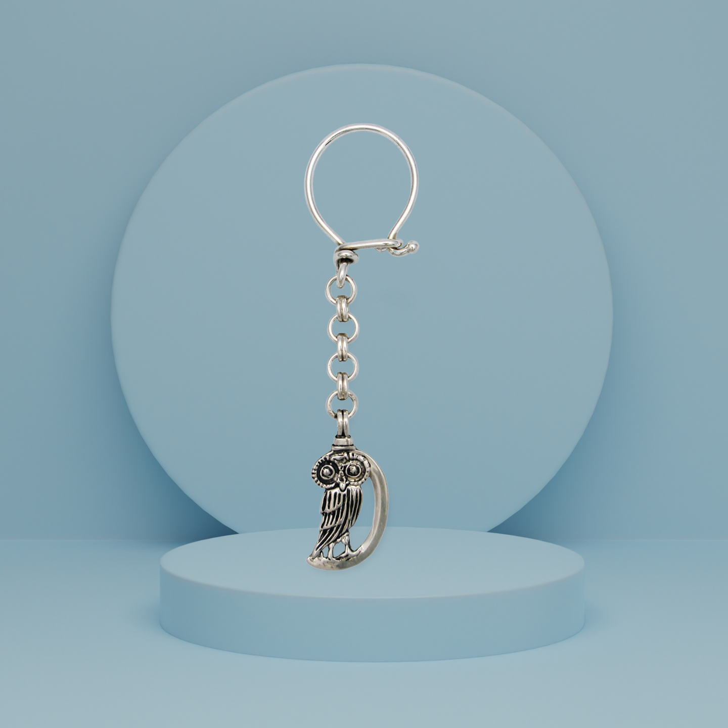 The Owl of Athena Greek Key ring in sterling silver (MP-09)