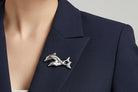 Minoan Dolphins Brooch in Sterling Silver (K-68)