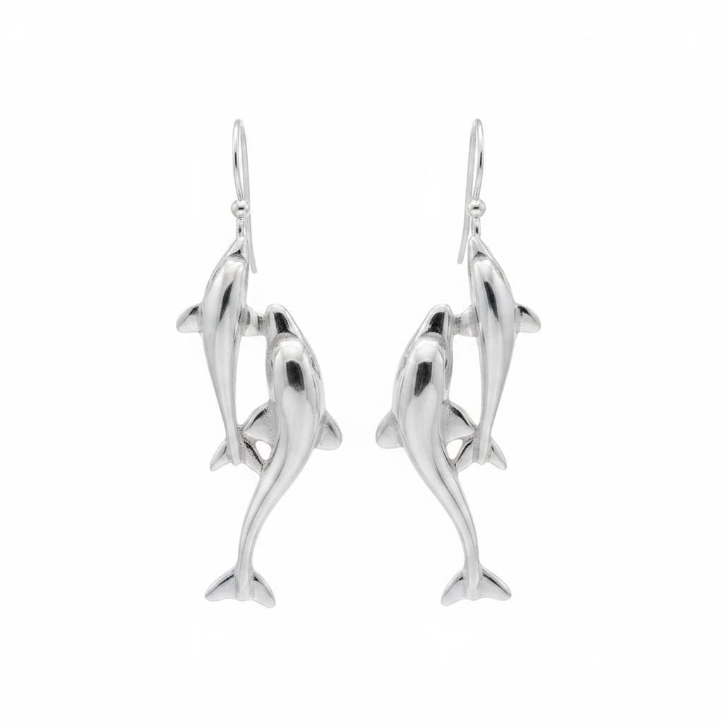Minoan Dolphins Earrings, sterling silver earrings, Greek Jewelry, Womens Fashion (AG-01)