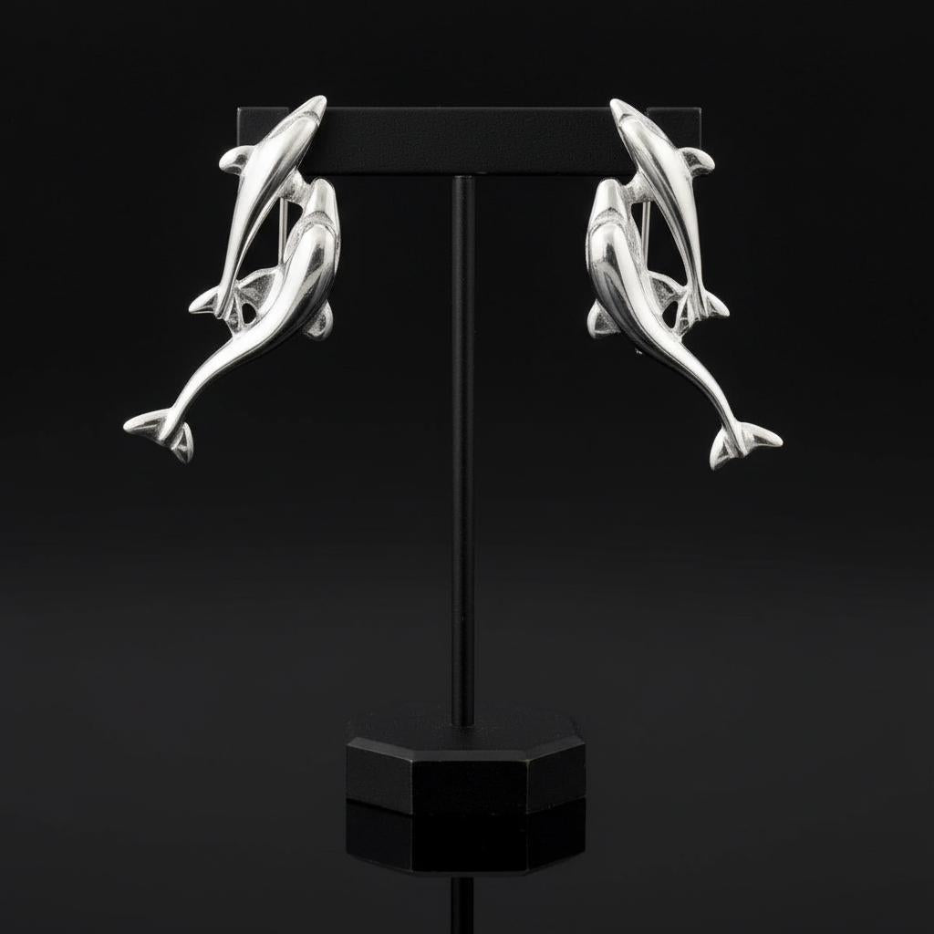 Minoan Dolphins Earrings, sterling silver earrings, Greek Jewelry, Womens Fashion (AG-01)