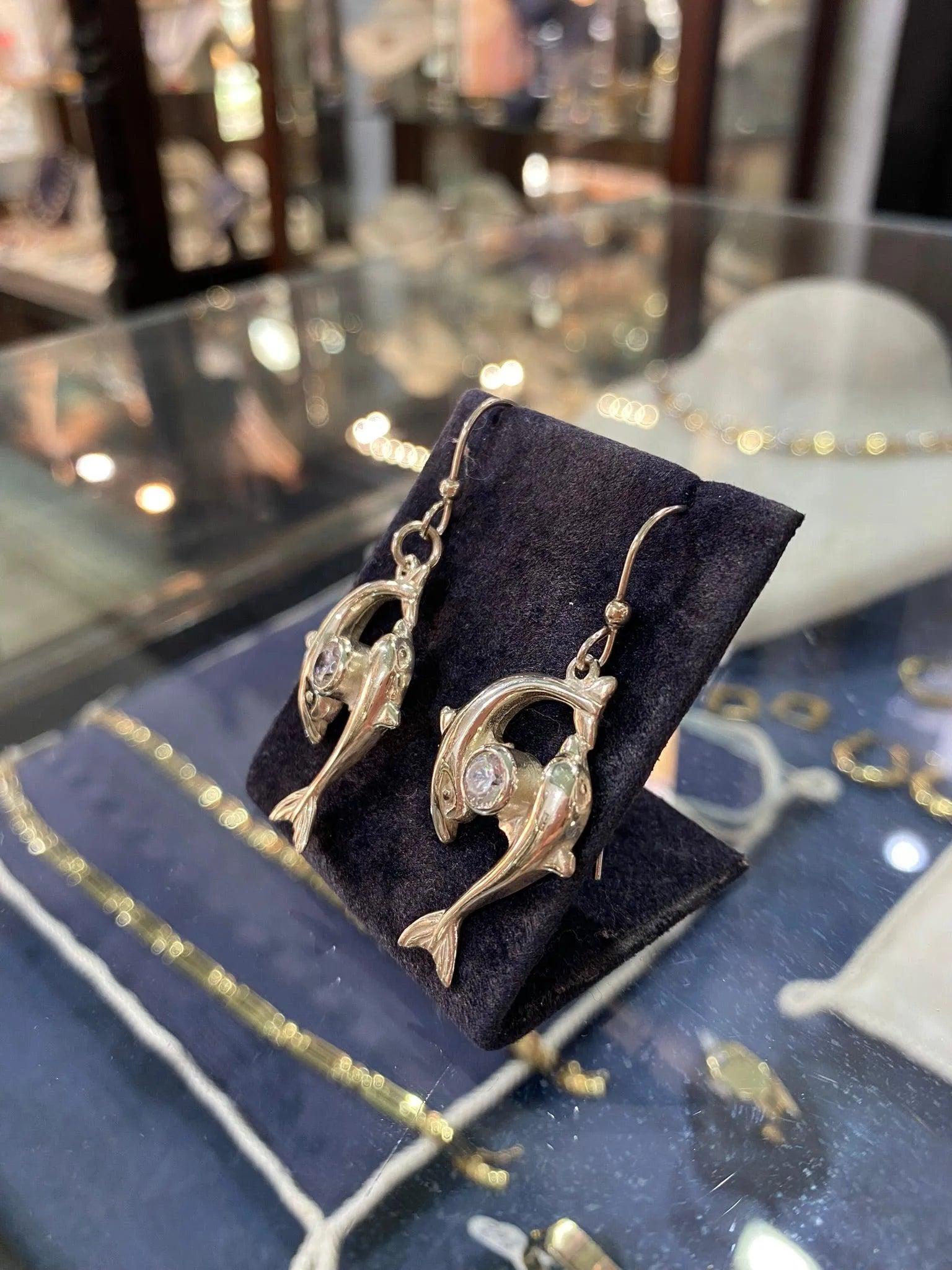 Minoan Dolphins Earrings, sterling silver earrings, Greek Jewelry, Womens Fashion (AG-02)