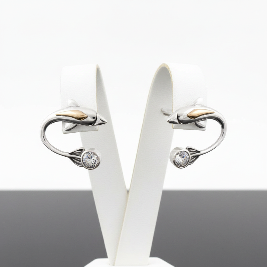 Minoan Dolphins Earrings, sterling silver earrings, Greek Jewelry, Womens Fashion (AG-12)