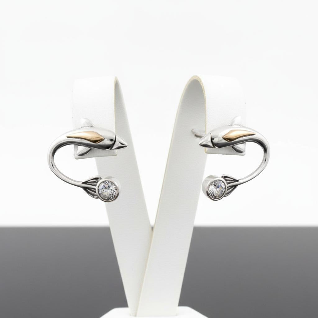 Minoan Dolphins Earrings, sterling silver earrings, Greek Jewelry, Womens Fashion (AG-12)