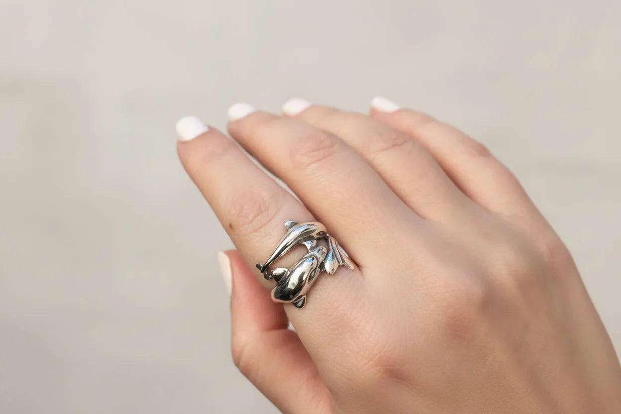 Minoan Dolphins Ring in Sterling Silver (DT-81)