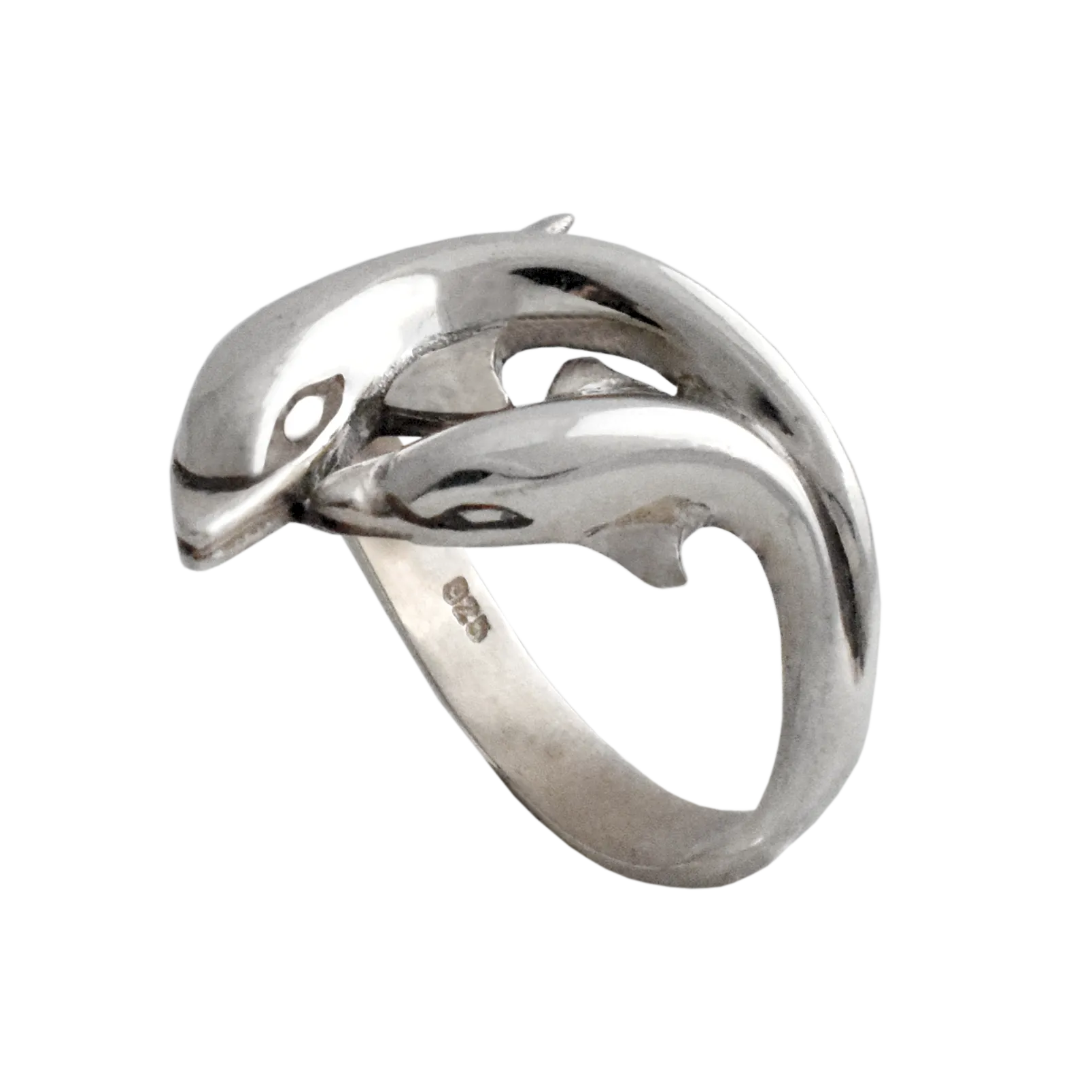 Minoan Dolphins Ring in Sterling Silver, womens jewelry (DT-80)