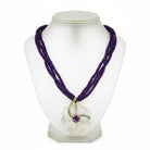 Necklace in 18k gold Rock crystal flower with diamonds and amethyst
