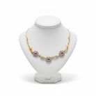Necklace in 18k gold with pink tourmalines (9.20carats) and diamonds, one of a kind