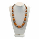 Necklace in sterling silver with old amber