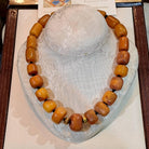 Necklace in vintage amber kachraman gemstones and gold 18k elements