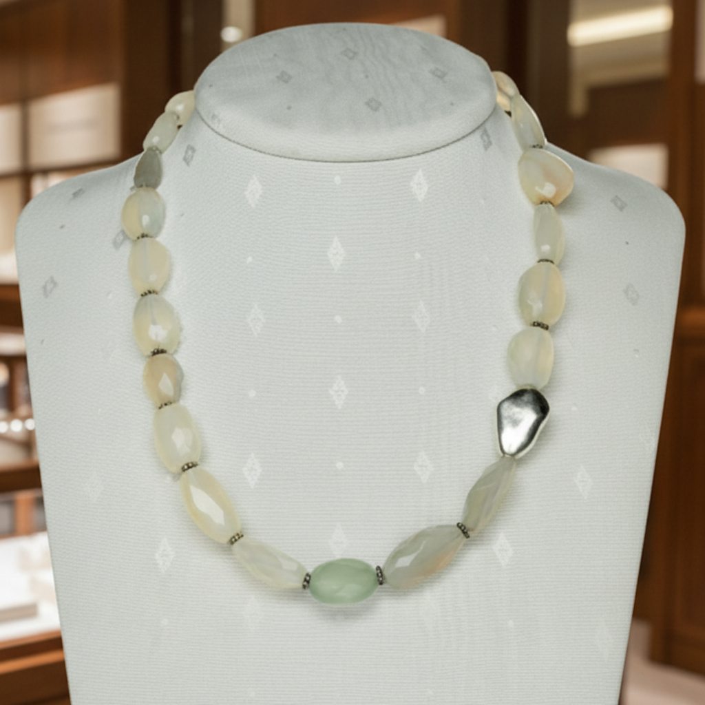 Necklace with Chalcedony stones and sterling silver elements