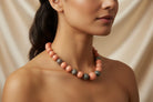 Necklace with Pink Coral Stones (Angel Skin) and Silver Elements
