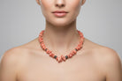 Necklace with baroque Pink Coral Stones (Angel Skin) and Silver Elements