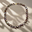 Necklace with black Keishi pearls and 18k gold clasp