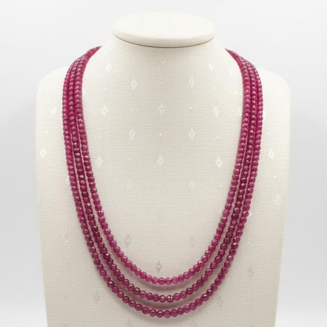 Necklaces in Pink Sapphire, Rubies, Emeralds gemstones & 18k gold elements