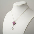Pendant in Sterling silver, Raw diopside and moonstone diamond