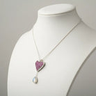 Pendant in Sterling silver, Raw diopside and moonstone diamond