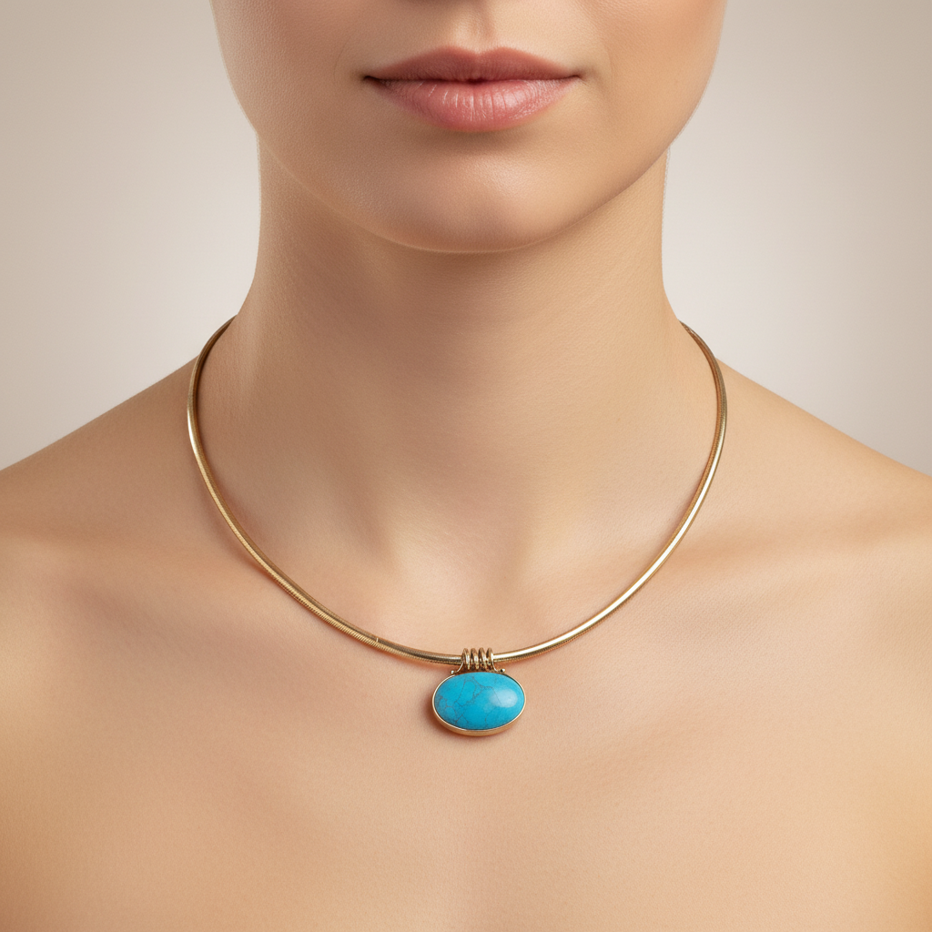 Pendant in Sterling silver with Turquoise stone