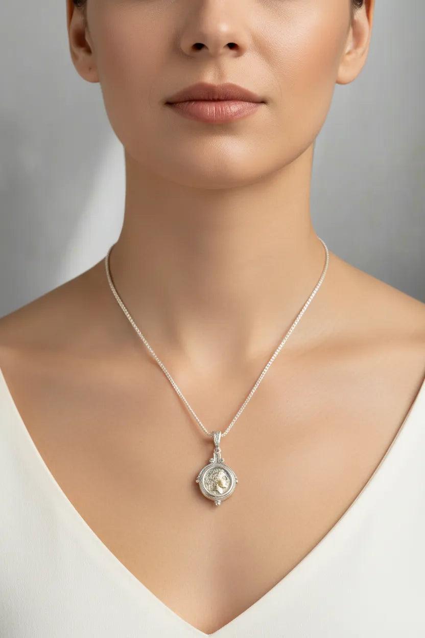 Pendant in sterling silver, Alexander the Great Coin (PE-93)
