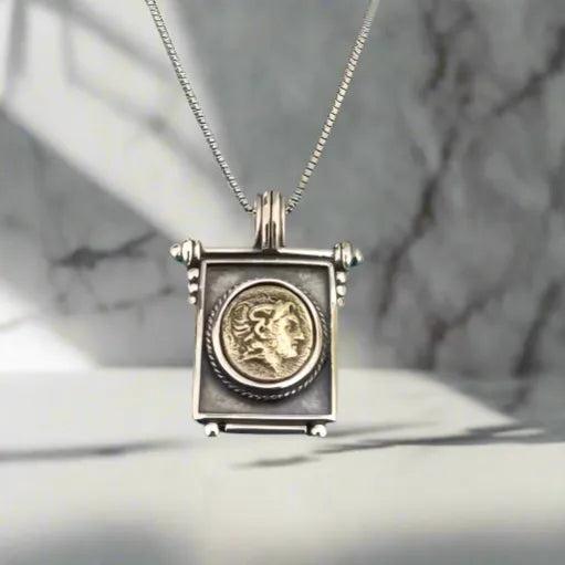 Pendant in sterling silver, Alexander the Great Coin (PE-95)