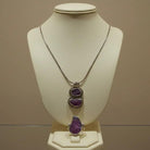 Pendant in sterling silver with Raw Purple Diopside and old chain