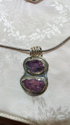 Pendant in sterling silver with Raw Purple Diopside and old chain