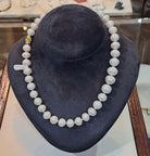 Potato Shape Pearl Necklace, 14k Gold Closure, Elegant White Gold Jewelry (DV PE-92)