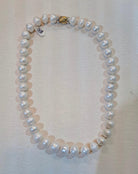 Potato Shape Pearl Necklace, 14k Gold Closure, Elegant White Gold Jewelry (DV PE-92)