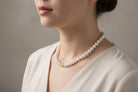 Potato Shape Pearl Necklace, 14k Gold Closure, Elegant White Gold Jewelry (DV PE-92)