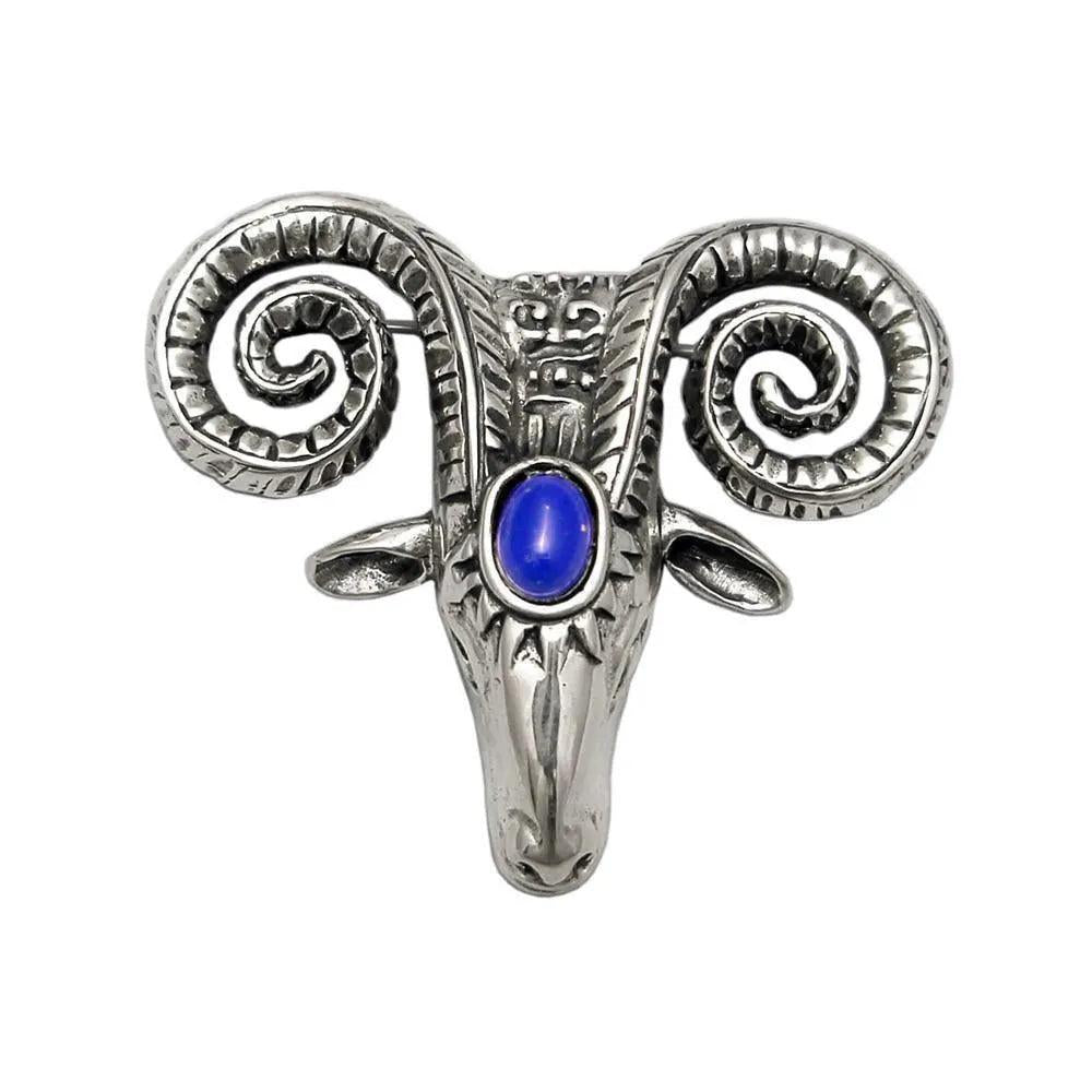 Rams head 925 silver brooch, solid silver, handmade brooch (K-88)