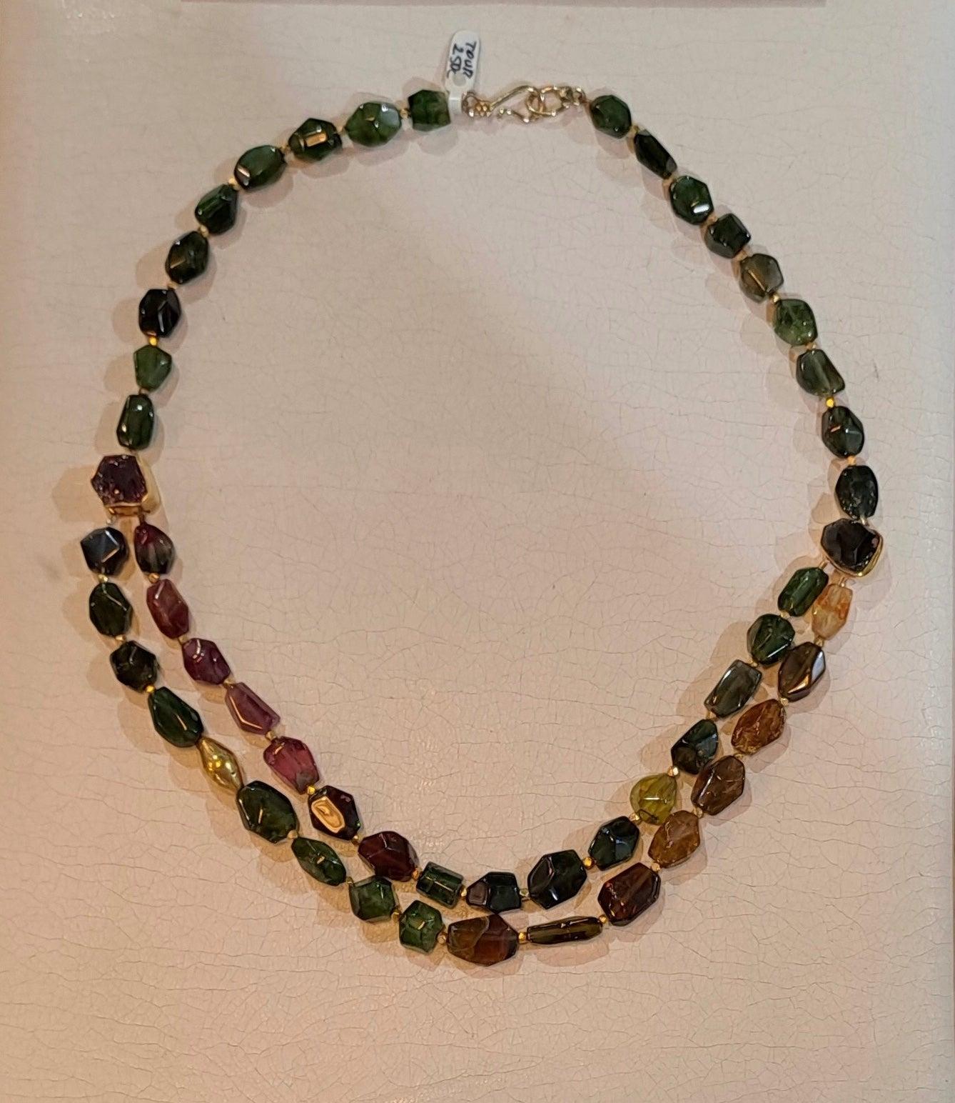 Rare Multi-Color Tourmaline Gemstone Necklace, 250ct Statement Jewelry (DV PE-90)