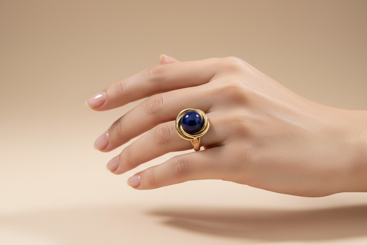 Ring in 14k gold with Lapis
