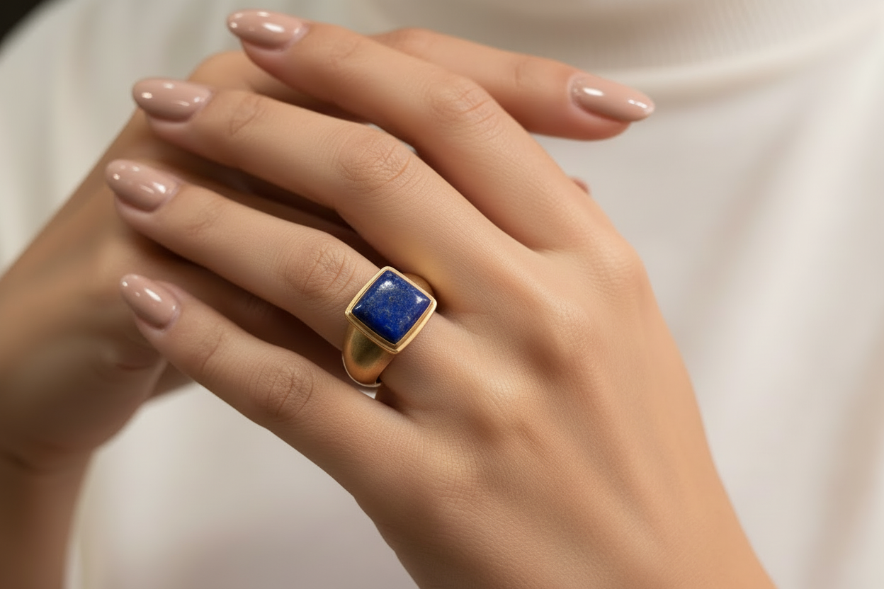 Ring in 14k gold with Lapis