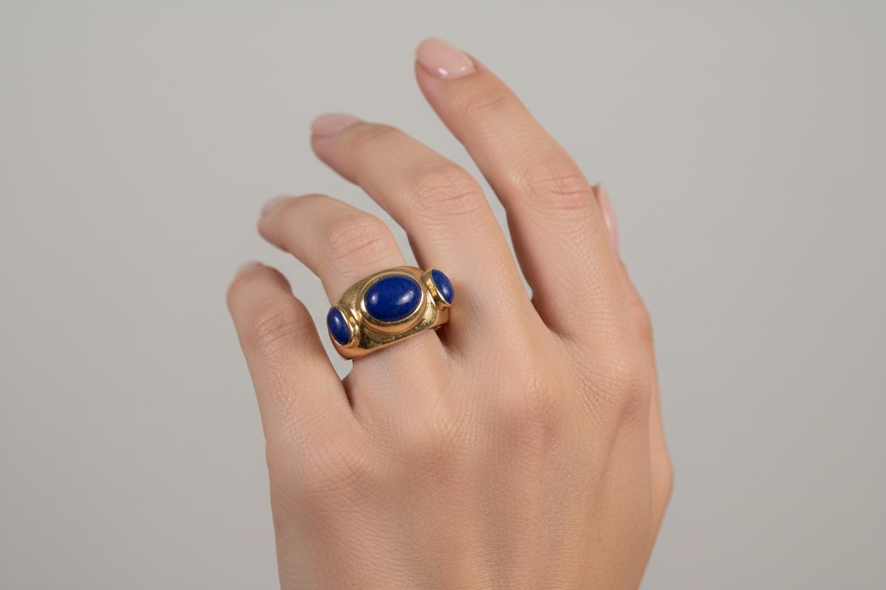 Ring in 14k gold with Lapis (B-148)