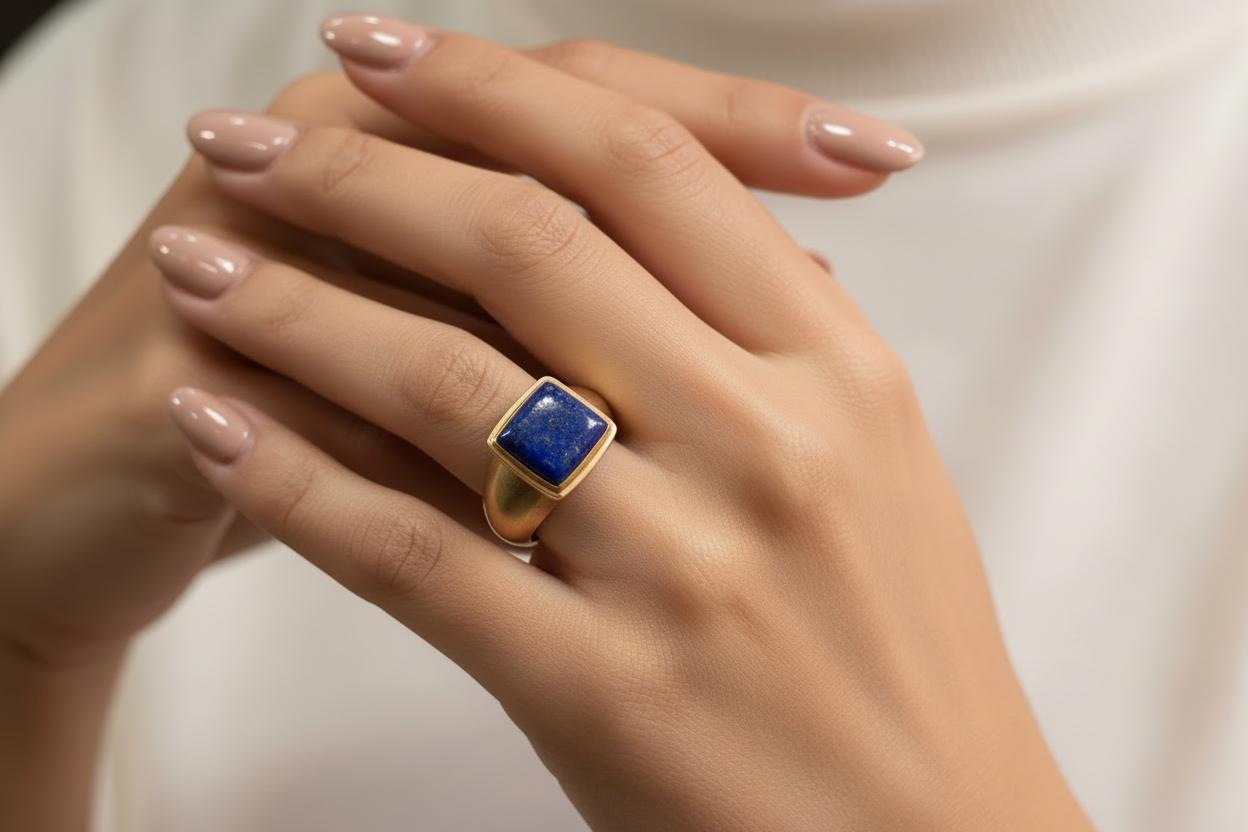 Ring in 14k gold with Lapis (B-154)