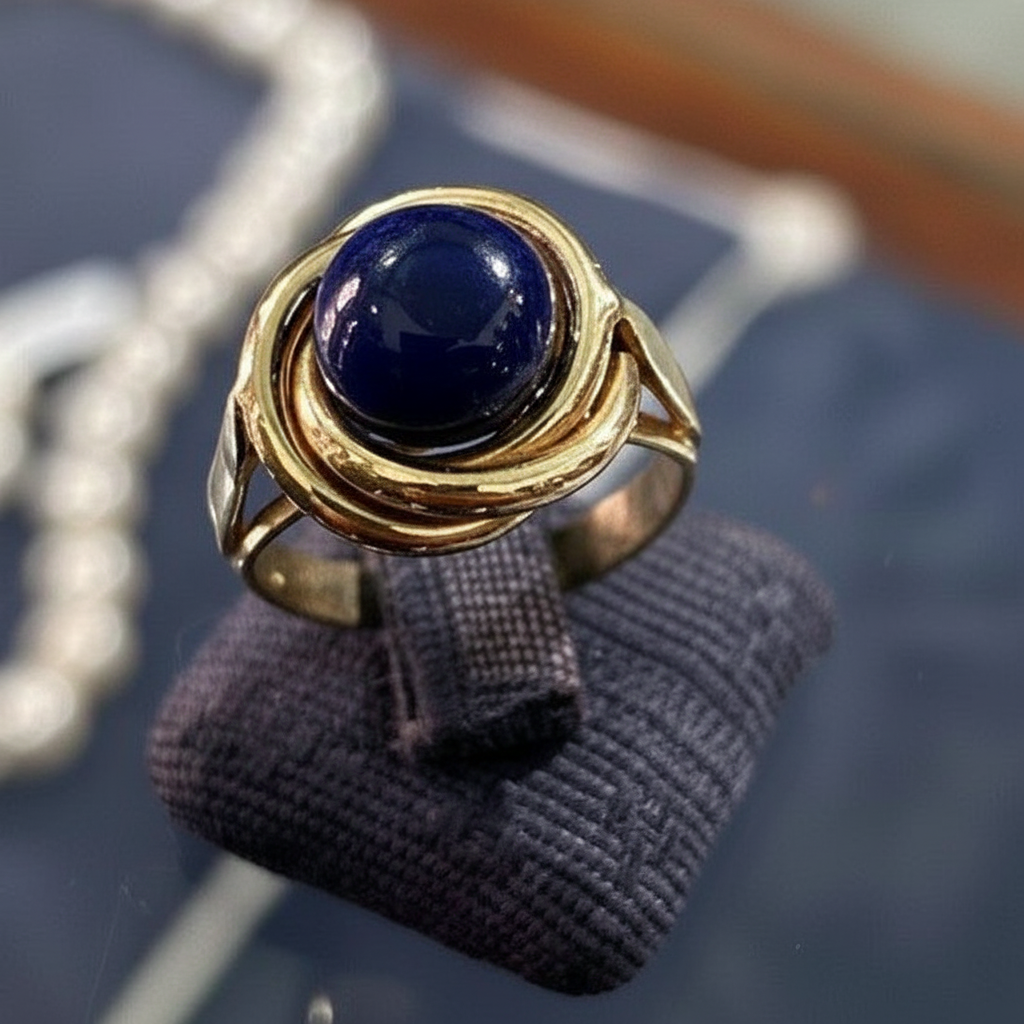 Ring in 14k gold with Lapis