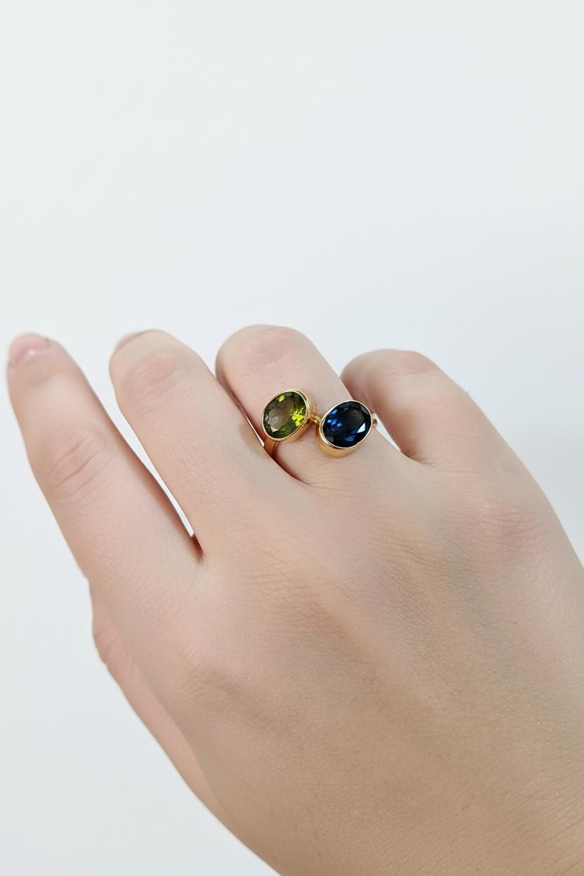 Ring in 14k gold with tourmalines (B-116)