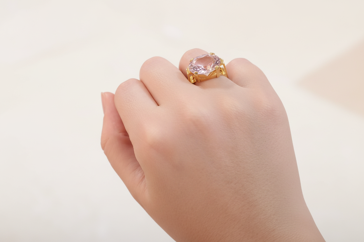 Ring in 18k Gold with Kunzite oval stone 7 c. (B-73)