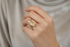Ring in 18k Gold with a faceted rutile quartz stone (B-56)