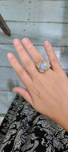 Ring in 18k Gold with an Australian bulder opal and diamonds chips (B-15)