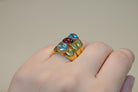 Ring in 18k Gold with red tourmaline & aqua marina (B-96)