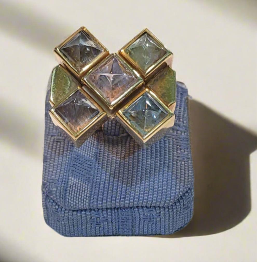 Ring in 18k gold and tourmalines multi color (B-112)
