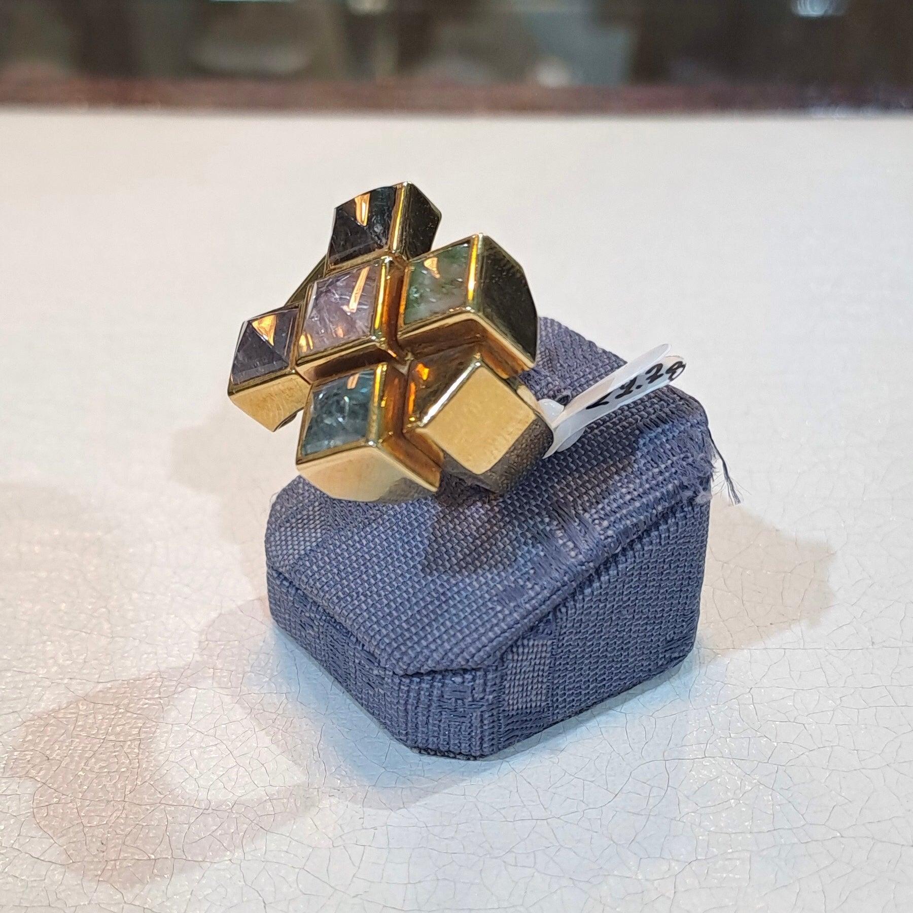 Ring in 18k gold and tourmalines multi color (B-112)