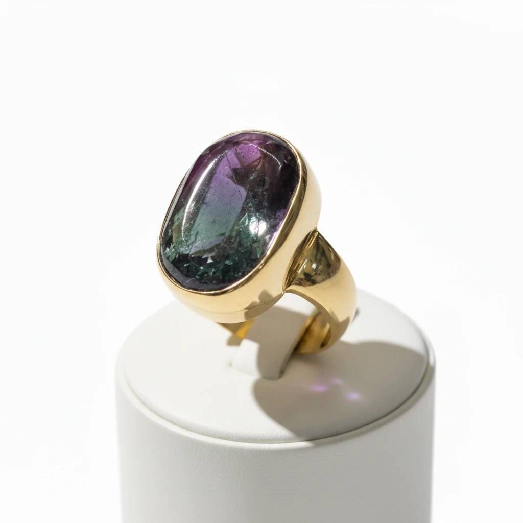 Ring in 18k gold with Diopside oval stone (B-87)