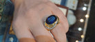 Ring in 18k gold with Iolite stone and brilliants (B-106)